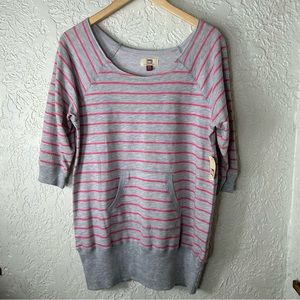 Y2K lei | Lara Tissue Fleece Striped Pullover Top